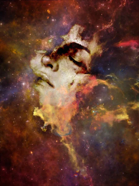Θυμάστε Σύμπαν Μας Σειράς Σκηνικό Από Πρόσωπο Της Γυναίκας Νεφέλωμα — Φωτογραφία Αρχείου