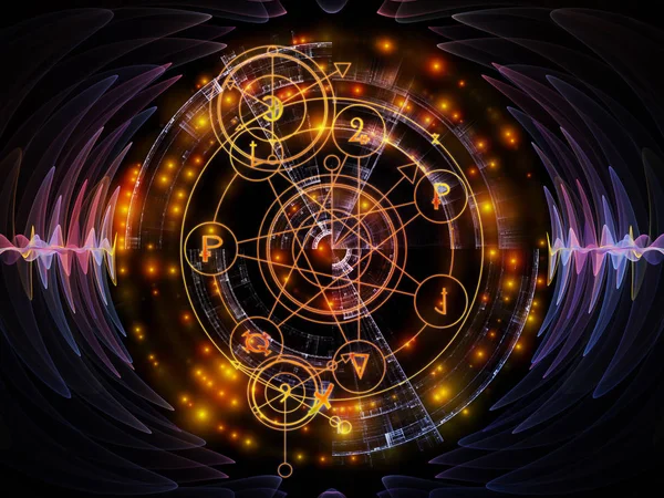 アストラルグローシリーズ 神聖な幾何学線 占星術のシンボルや精神性 魔法と神秘主義の対象に光で作られた抽象的なデザイン — ストック写真