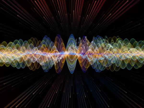 Wave Function Series Backdrop Colored Sine Vibrations Light Fractal Elements — Stock Photo, Image