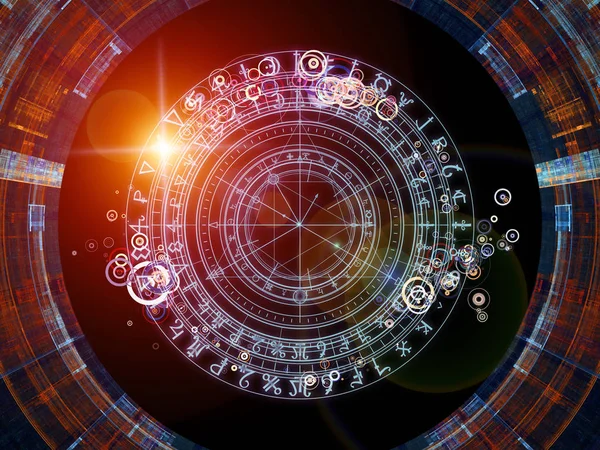 Het Ontwerp Van Achtergrond Van Fractal Elementen Heilige Symbolen Cirkels — Stockfoto