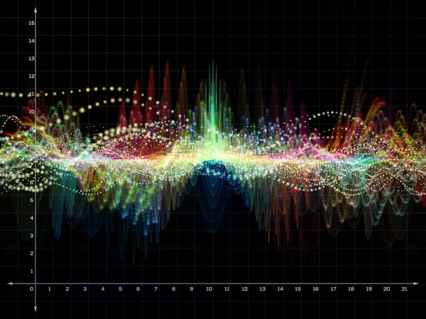 Wellenfunktionsreihe Design Aus Farbigen Sinusschwingungen Licht Und Fraktalen Elementen Als — Stockfoto