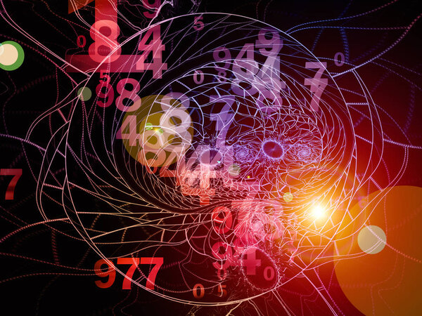Math of Reality series. Arrangement of numbers, lights and fractal patterns on the subject of mathematics, education and science