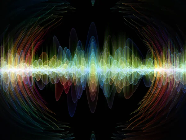 波函数系列 彩色正弦振动 光和分形元件的设计 作为音位平衡器 音乐频谱和量子概率相关项目的背景 — 图库照片