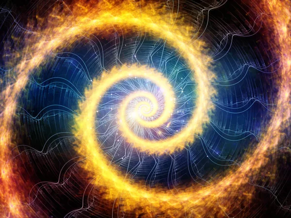 Arrangement Glowing Golden Spiral Patterns Lights Subject Education Science — Stock Photo, Image