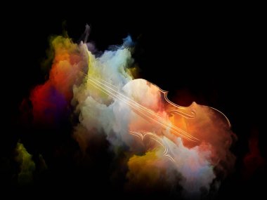 Müzik rüya serisi. Keman ve soyut renkli boya mecazi ilişki müzik aletleri, melodi, ses, performans sanat ve yaratıcılık ile kompozisyon