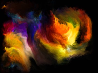 Renk Akımı serisi. Müzik, yaratıcılık, hayal gücü, sanat ve tasarım konularındaki dijital boya akışlarının kompozisyonu