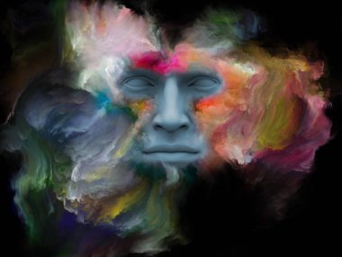 Sis serisi için sorun. 3d illüstrasyon insan yüzü fraktal boya ile şekillendirilen projeleri ile ilgili iç dünya, rüyalar, duygular, yaratıcılık, hayal gücü ve insan aklının için zemin olarak hizmet etmek için yapılmış