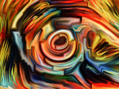 Renk dizilerinin desenleri. Hayal gücü, yaratıcılık ve sanat konularında boyanmış cam desenleri.