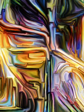 Desen renk serisi. Hayal gücü, yaratıcılık ve sanat mecazi ilişki ile boyalı vitray desen kompozisyonu