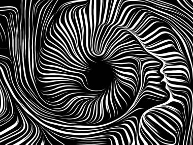 İç geometri serisi. Arka plan tasarım insan yüzü insan ruhunun, iç tiyatro, sanat, şiir ve Maneviyat konusundaki geleneksel gravür tarzında render