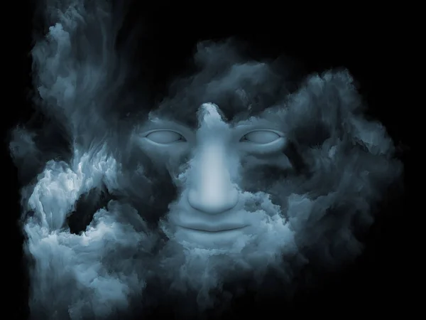 Mind Fog Series Rendering Human Head Morphed Fractal Paint Subject — Stock Photo, Image