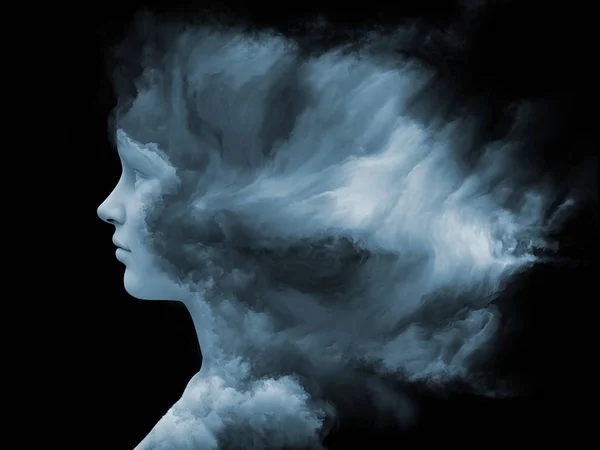 Серія Mind Fog Візуалізація Людського Обличчя Фрактальною Фарбою Тему Внутрішнього — стокове фото