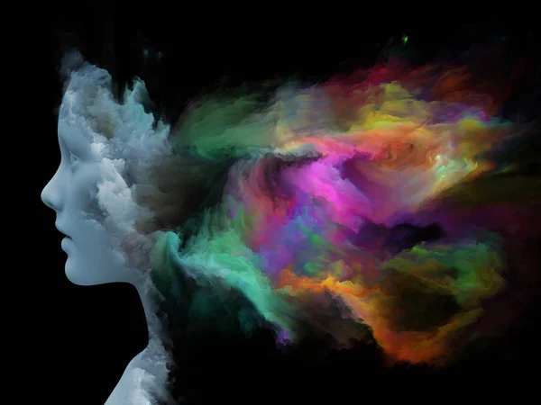 Mind Fog Series Rendering Made Human Head Morphed Fractal Paint — Stock Photo, Image