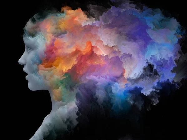 Mind Fog Series Rendering Made Human Head Morphed Fractal Paint — Stock Photo, Image