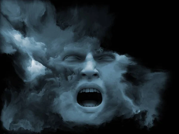 Mind Fog Series Illustrtion Human Face Morphed Fractal Paint Metaphorical — Stock Photo, Image