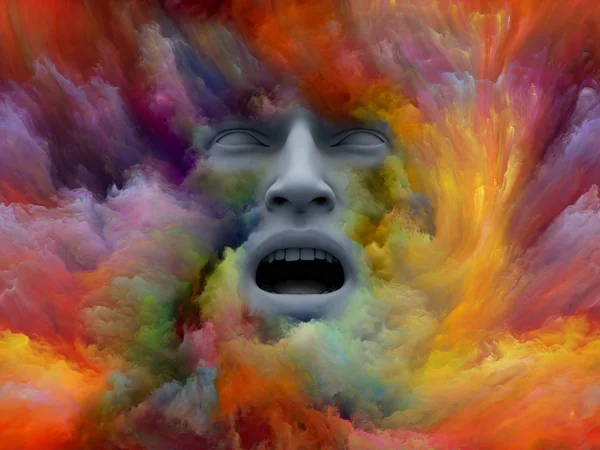 Mind Fog Series Rendering Human Face Morphed Fractal Paint Concept — Stock Photo, Image