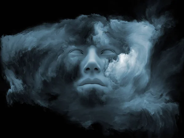 Mind Fog Series Illustration Human Face Morphed Fractal Paint Works — Stock Photo, Image