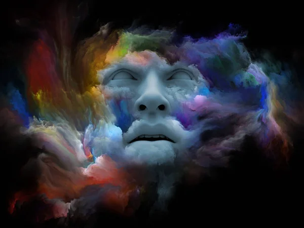 Série Mind Fog Abstraction Artistique Composée Rendu Visage Humain Transformé — Photo