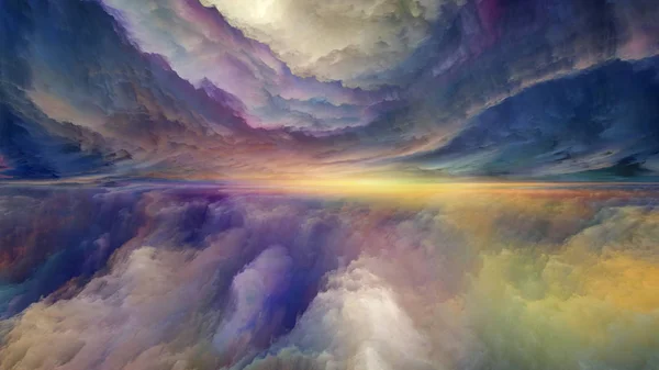 梦幻土地系列 关于宇宙 山水画 创造力和想象力的作品的数字色彩背景设计 — 图库照片