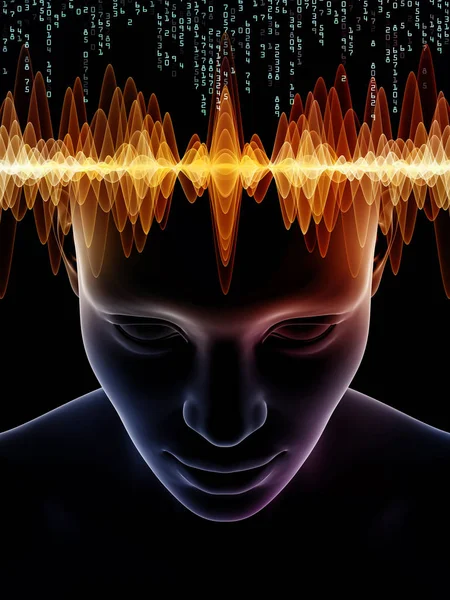 Serie Mind Waves Fondo Compuesto Ilustración Cabeza Humana Símbolos Tecnológicos —  Fotos de Stock