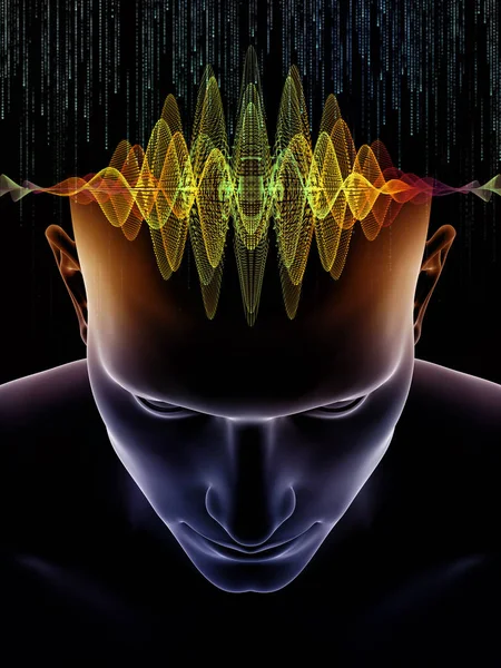 Mind Waves Series Backdrop Illustration Human Head Technology Symbols Complement — Stock Photo, Image