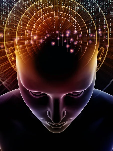 Серия Mind Waves Фон Иллюстрации Человеческой Головы Технологических Символов Дополнение — стоковое фото