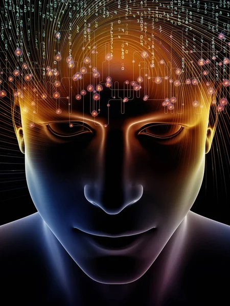 Mind Waves Series Backdrop Illustration Human Head Technology Symbols Complement — Stock Photo, Image