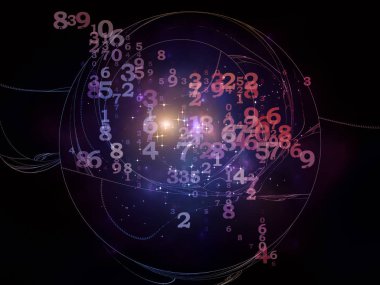 Math of Reality series. Arrangement of numbers, lights and fractal patterns on the subject of mathematics, education and science