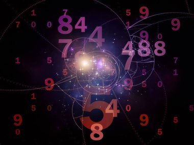 Matematik gerçeklik serisi. Arka plan tasarımı numaraları, ışıklar ve Fraktal desenleri konu, matematik, eğitim ve bilim