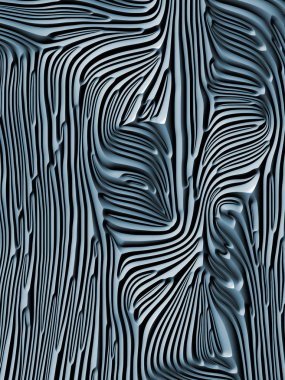 Curves of Nature series. Interplay of 3D rendering of blue embossed bas relief pattern on the subject of geometry  of natural forms, Art Nouveau, design and decoration clipart
