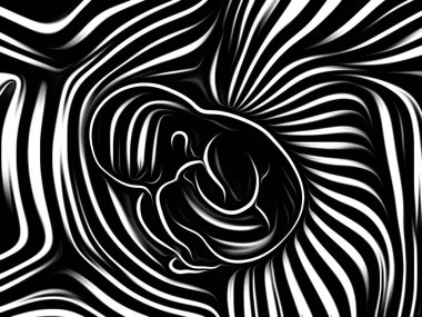 İç geometri serisi. İnsan bebek insan ruhunun, iç tiyatro, sanat, şiir ve Maneviyat konusundaki geleneksel gravür tarzında render