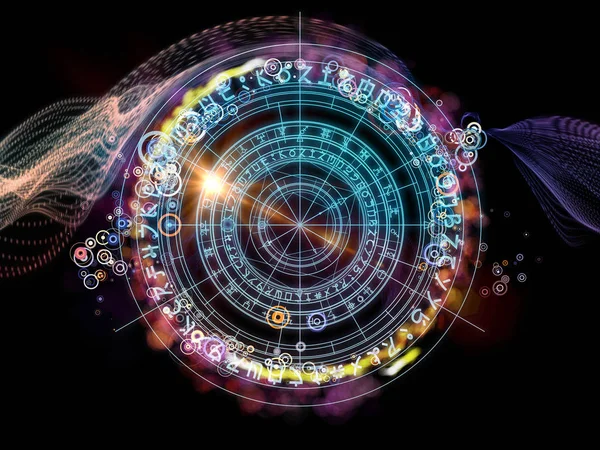 Projektowania Elementów Fraktal Święte Symbole Okręgi Temat Mistycyzmu Okultyzmem Astrologia — Zdjęcie stockowe