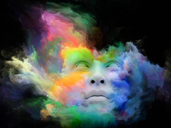 Przeszkadza Mgła Serii Renderowania Ludzką Twarzą Przekształcone Farba Fraktal Temat — Zdjęcie stockowe