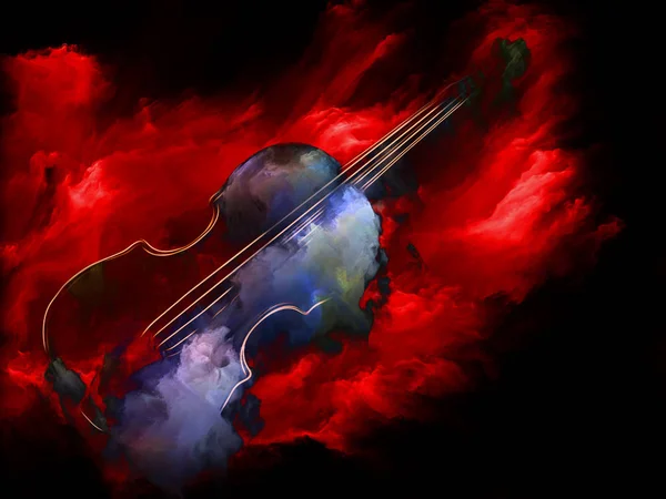 音乐梦系列 小提琴与抽象色彩绘画的构图与乐器 表演艺术和创造力的隐喻关系 — 图库照片