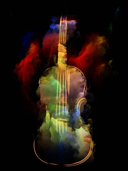 Musik Dröm Serien Bakgrund Fiol Och Abstrakt Färgglad Färg Föremål — Stockfoto