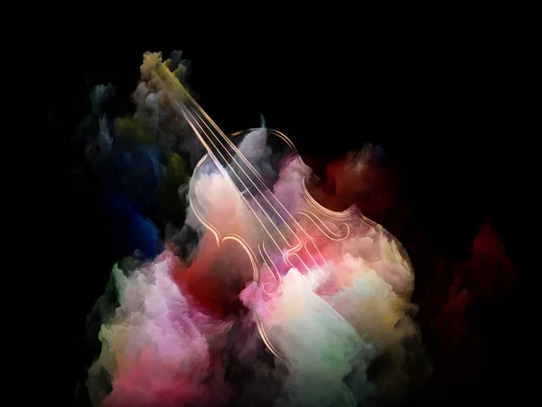 Musik Traumserie Kreative Anordnung Von Geige Und Abstrakter Bunter Farbe — Stockfoto