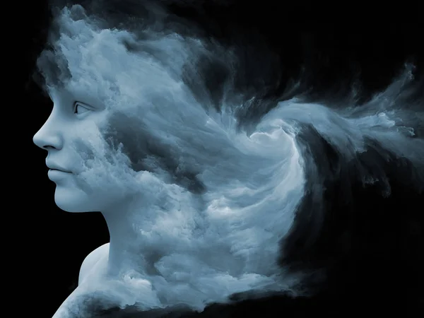 Σειρά Ομίχλη Μυαλό Τρισδιάστατη Απεικόνιση Του Ανθρώπινο Κεφάλι Μεταμορφώθηκε Κλαστικό — Φωτογραφία Αρχείου
