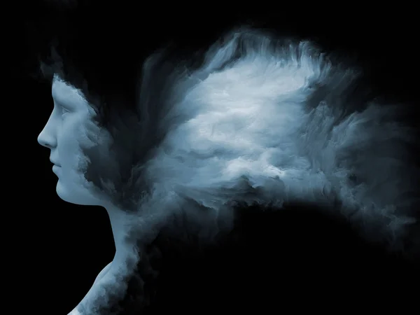 Серія Mind Fog Візуалізація Людської Голови Фрактальною Фарбою Тему Внутрішнього — стокове фото