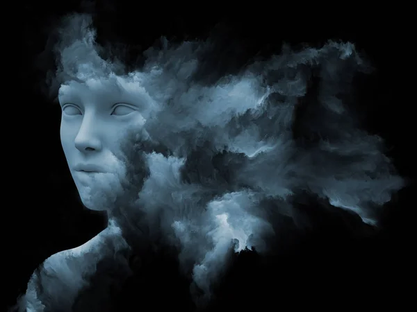 Mind Fog Series Rendering Human Head Morphed Fractal Paint Subject — Stock Photo, Image