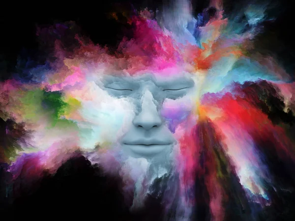 Série Mind Fog Rendu Visage Humain Transformé Avec Peinture Fractale — Photo