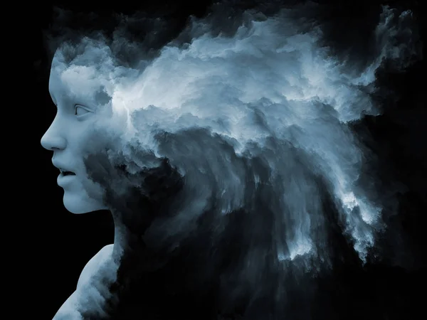 Mind Fog Series Rendering Made Human Head Morphed Fractal Paint — Stock Photo, Image