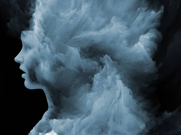 Σειρά Ομίχλη Μυαλό Τρισδιάστατη Απεικόνιση Του Ανθρώπινου Προσώπου Μεταμορφώθηκε Κλαστικό — Φωτογραφία Αρχείου