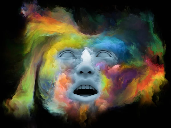 Mind Fog Series Rendering Made Human Face Morphed Fractal Paint — Stock Photo, Image