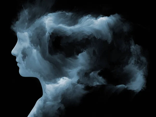 Mind Fog Series Rendering Human Face Morphed Fractal Paint Metaphor — Stock Photo, Image