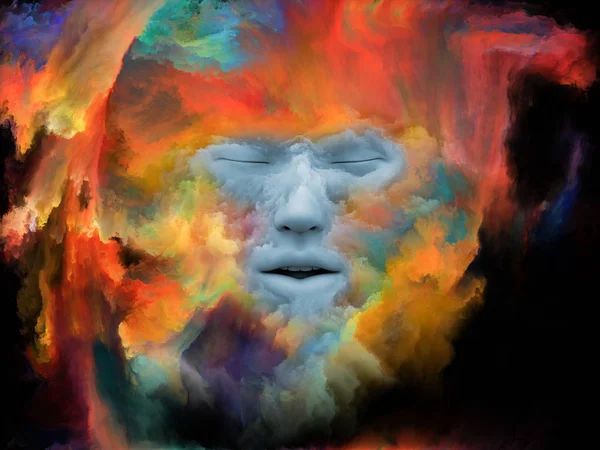 Mind Fog Series Illustration Human Face Morphed Fractal Paint Subject — Stock Photo, Image