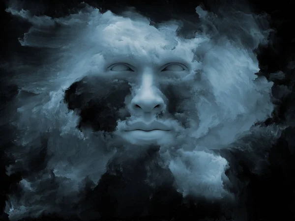 Przeszkadza Mgła Serii Renderowania Ludzką Twarzą Przekształcone Farba Fraktal Temat — Zdjęcie stockowe