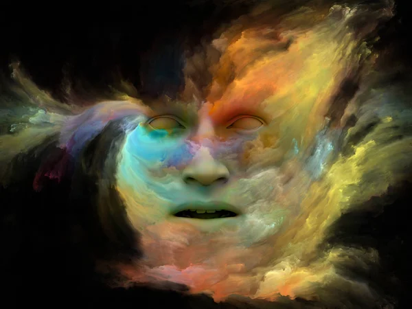Serie Mind Fog Ilustración Cabeza Humana Transformada Con Pintura Fractal —  Fotos de Stock