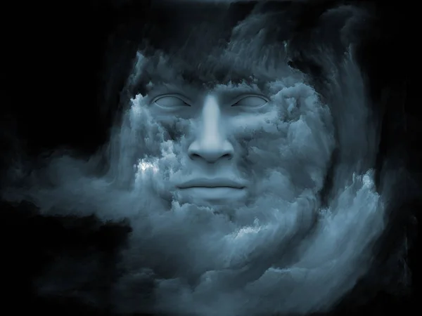 Mind Fog Series Illustration Made Human Face Morphed Fractal Paint — Stock Photo, Image