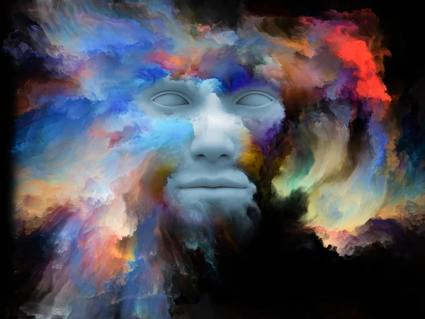 心雾系列 用分形绘画描绘的人脸在内心世界 创造力 想象力和人类心智中的构成 — 图库照片