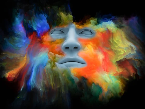Serie Mind Fog Ilustración Compuesta Rostro Humano Transformado Con Pintura — Foto de Stock